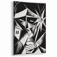 Modern Wall Art: Abstract Linocut with Geometric Black-and-White Design