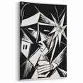 Modern Wall Art: Abstract Linocut with Geometric Black-and-White Design