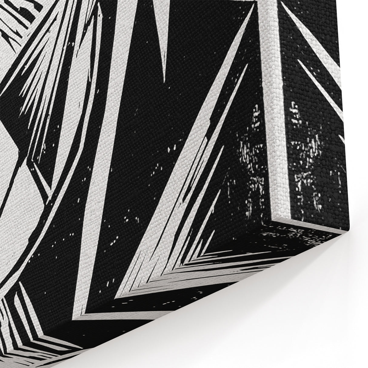 Modern Wall Art: Abstract Linocut with Geometric Black-and-White Design