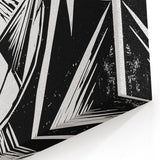 Modern Wall Art: Abstract Linocut with Geometric Black-and-White Design