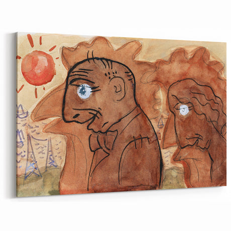 Modern Wall Art: Leo Gestel's Caricature of Himself and Wife