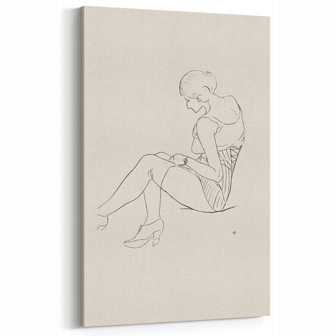 Semi-Nude Seated Woman by Ananda K. Coomaraswamy - Elegant Line Art
