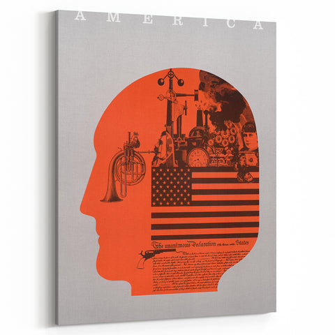 America: The Declaration Art Poster - Bold 1970 Graphic Collage
