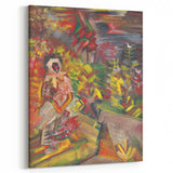 Expressionist Art: Colorful Peasant Woman Scene Wall Art on Canvas