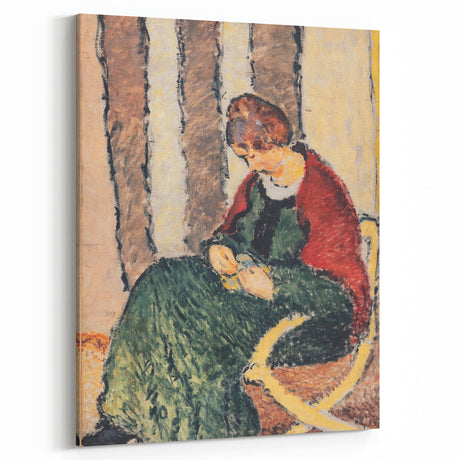 Modern Wall Art: Lady with Red Shawl - Contemporary Art Print