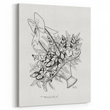 Modern Wall Art: Basket of Flowers - Minimalist Monochrome Print