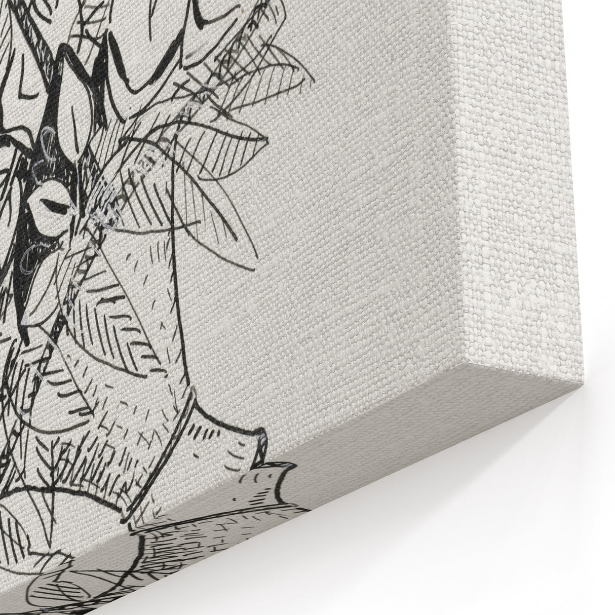 Modern Wall Art: Basket of Flowers - Minimalist Monochrome Print