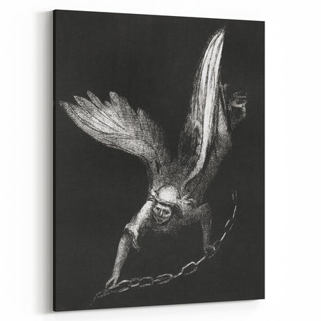 Modern Wall Art: Angel with Chain - Dramatic Monochrome Artwork