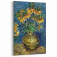 Vincent van Gogh Wall Art - Golden Flowers on Blue Canvas