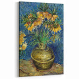 Vincent van Gogh Wall Art - Golden Flowers on Blue Canvas