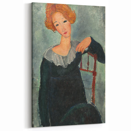 Modern Wall Art: Woman with Red Hair - Elegant Abstract Portrait