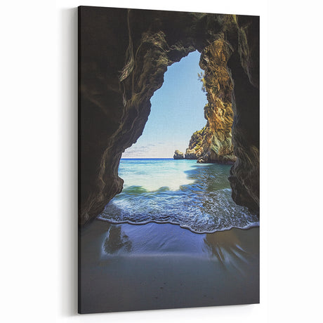 Ocean View Through Coastal Cave - Scenic Cave Wall Art