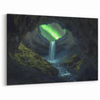Aurora Cave Wall Art - Scenic Waterfall and Northern Lights Photography