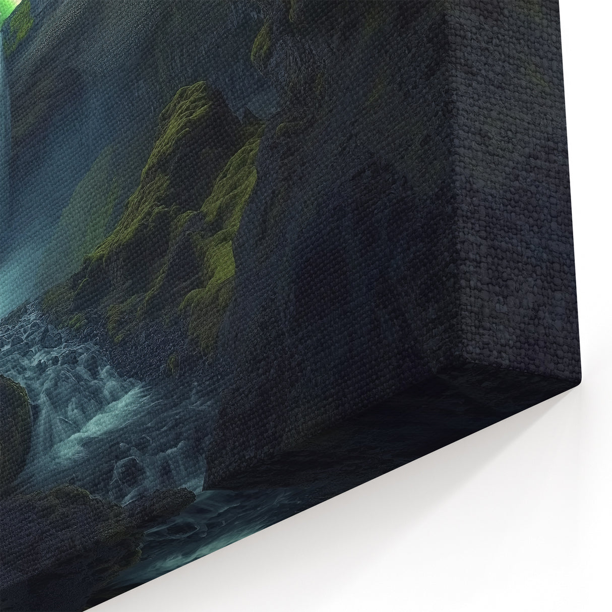 Aurora Cave Wall Art - Scenic Waterfall and Northern Lights Photography