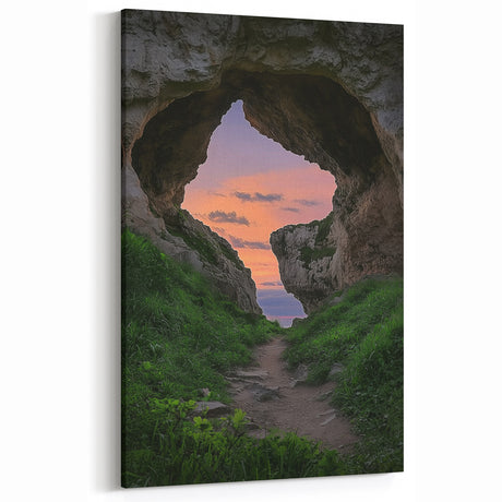 Sunset Cave Wall Art - Scenic Pathway and Colorful Sky Photography Prints