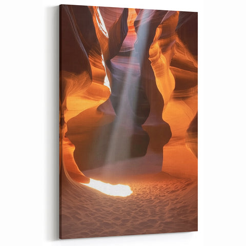 Canyon Light Beam Glow - Ethereal Sandstone Art