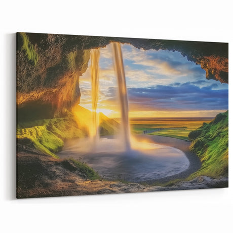 Landscape Cave Art Prints - Waterfall Sunset Serenity