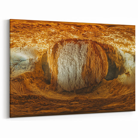 Golden Stalactite Chamber - Scenic Cave Wall Art for Unique Decor