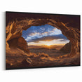 Golden Desert Sunrise - Scenic Cave Wall Art for Tranquil Interiors
