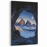 Moonlit Mountain View - Scenic Cave Wall Art for Modern Interiors