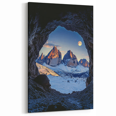 Moonlit Mountain View - Scenic Cave Wall Art for Modern Interiors