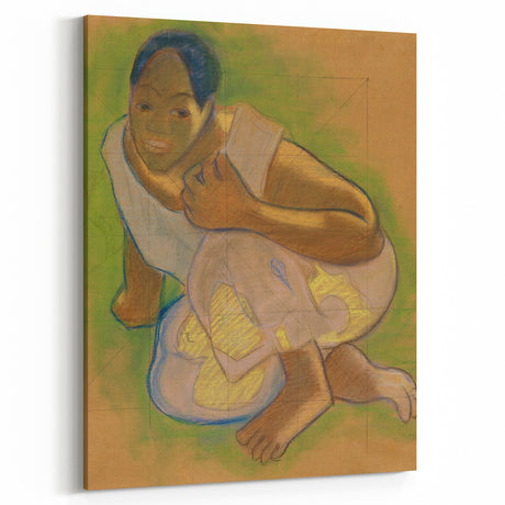 Modern Wall Art - Crouching Tahitian Woman | Paul Gauguin Masterpiece