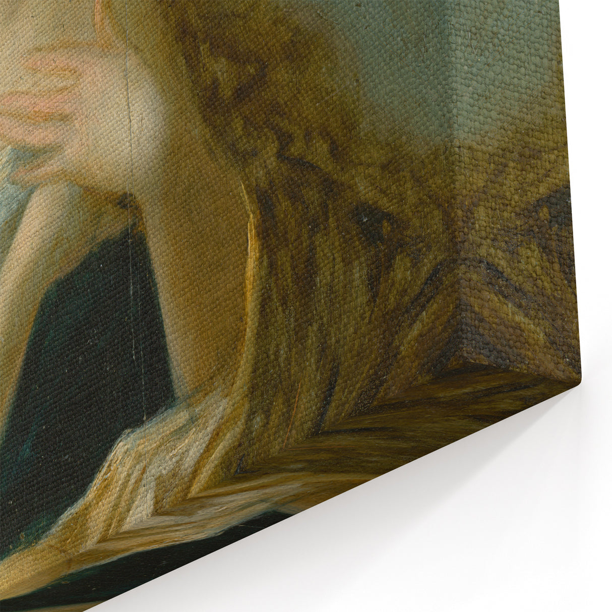 Antique Art Print of Woman with Skull for Decor