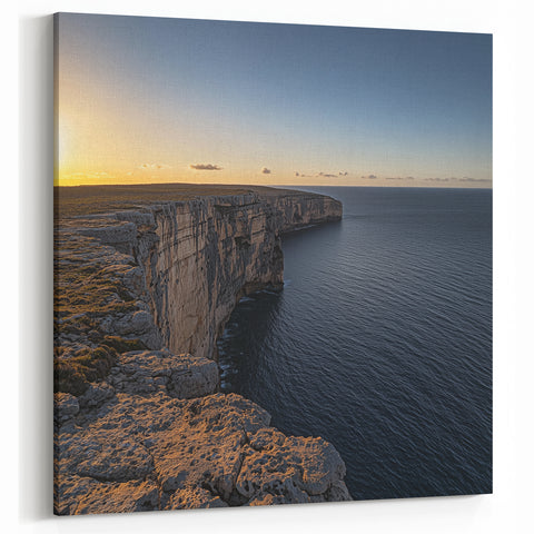Golden Sunset Cliffs Wall Art - Scenic Coastal View Canvas Print