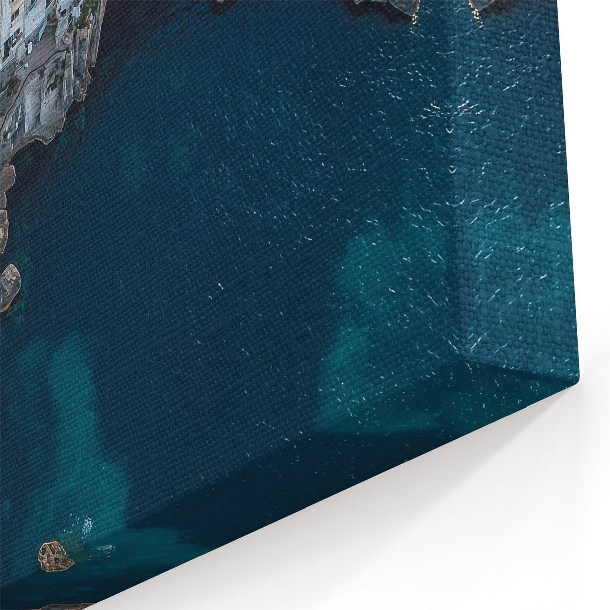 Mediterranean Cliffs Wall Art - Coastal Village and Ocean Canvas Print