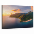 Tropical Coastal Cliffs Wall Art - Sunset Beach Landscape Canvas Print