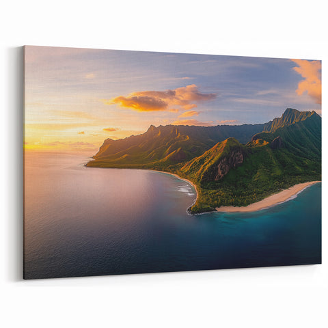 Tropical Coastal Cliffs Wall Art - Sunset Beach Landscape Canvas Print