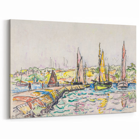 Modern Wall Art - Vibrant Coastal Scene with Boats at Concarneau