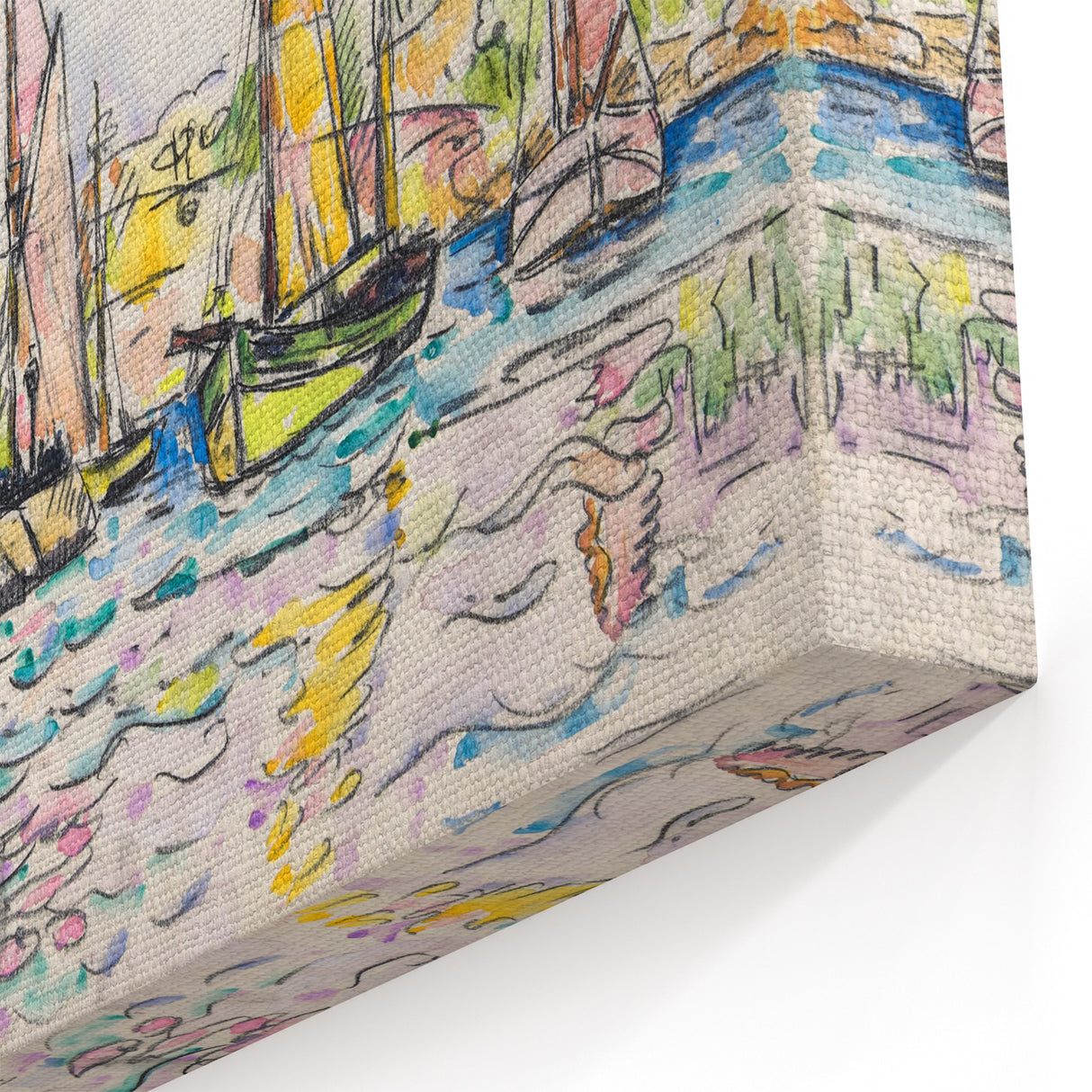 Modern Wall Art - Vibrant Coastal Scene with Boats at Concarneau