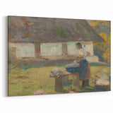 Washing Scene by Lajos Csordák - Rustic Impressionist Art