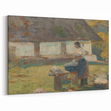 Washing Scene by Lajos Csordák - Rustic Impressionist Art