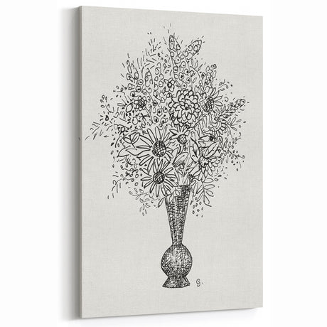 Elegant Black-and-White "Flower Vase" Sketch by Leo Gestel