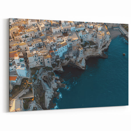 Cliffs Canvas Art - Seaside Village with Stunning Coastal Views