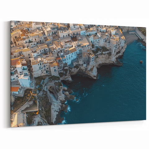 Cliffs Canvas Art - Seaside Village with Stunning Coastal Views