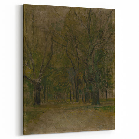 Modern Wall Art: Serene Forest Pathway in Muted Green Tones