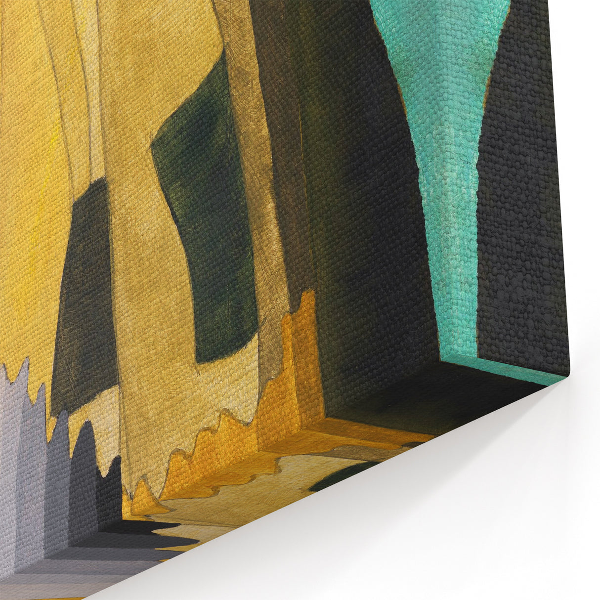 Abstract Modern Art: Vibrant Earthy Composition with Teal and Yellow