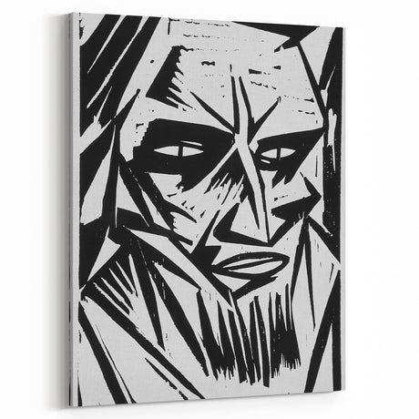 Expressionist Modern Art: Bold Black and White Portrait by Otto Lange