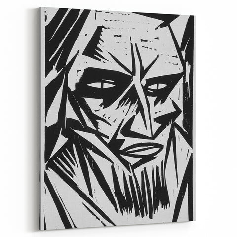 Expressionist Modern Art: Bold Black and White Portrait by Otto Lange