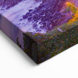 Scenic Cliffs Artwork - Sunset Coastal City and Illuminated Roads Art