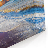 Cliffs Canvas Art - Golden Coastal Cliffs and Azure Beach Waves Print