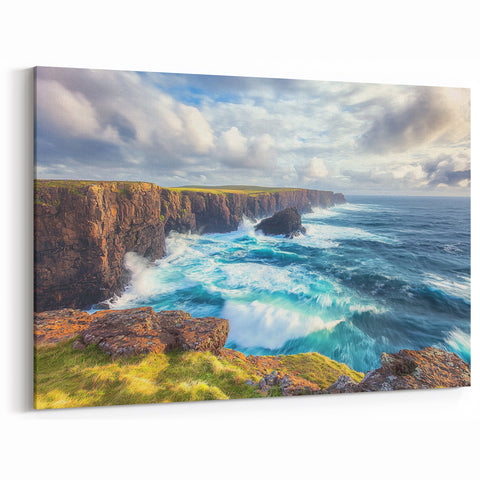 Scenic Cliffs Artwork – Ocean Waves Crashing Against Rocky Shores