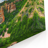 Landscape Art Cliffs – Lush Green Valley and Rocky Formations Wall Art