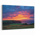 Cliffs Wall Art – Fiery Sunset Over Lush Coastal Cliffs and Ocean