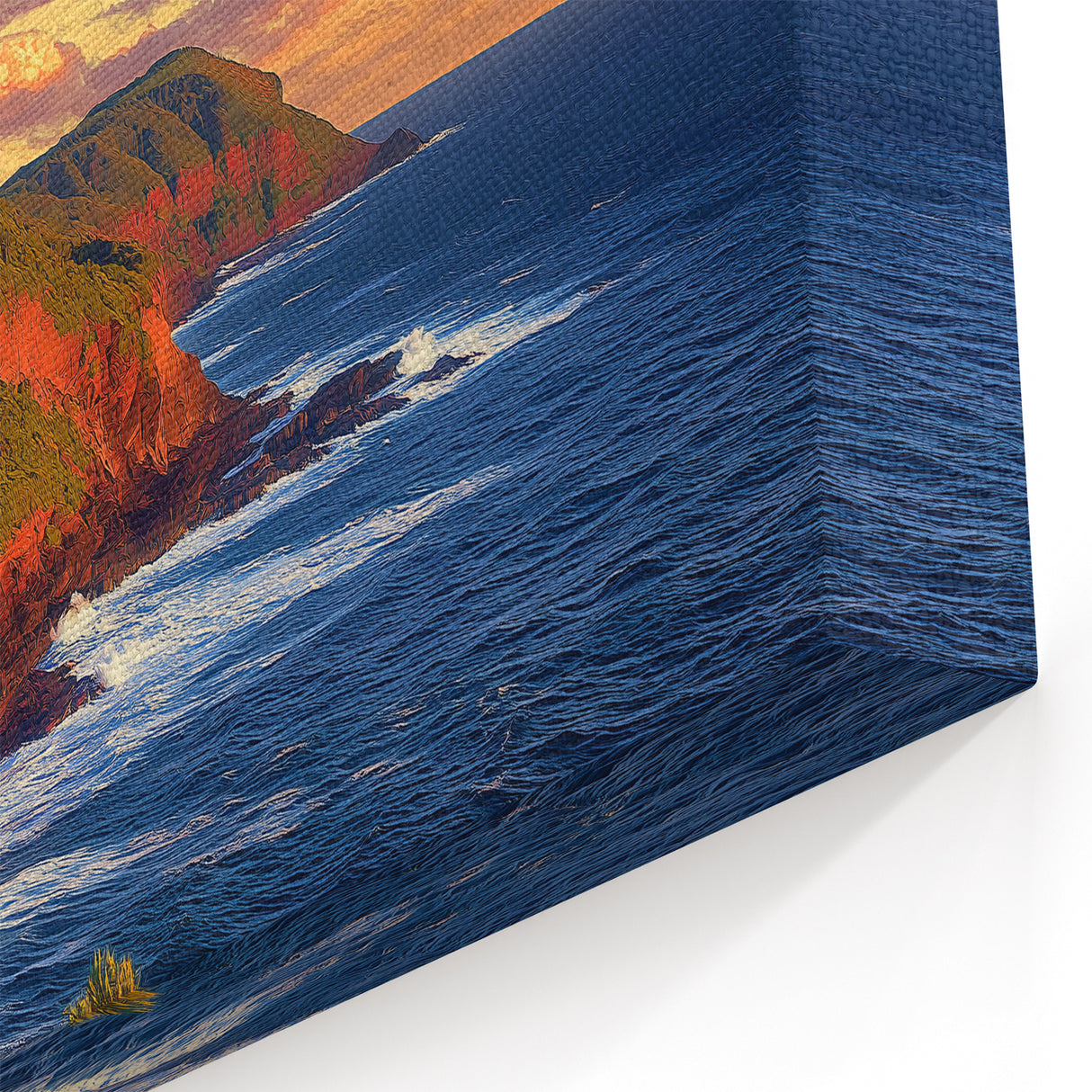 Red Cliffs Canvas Art with Sunset Glow – Vibrant Coastal Landscape