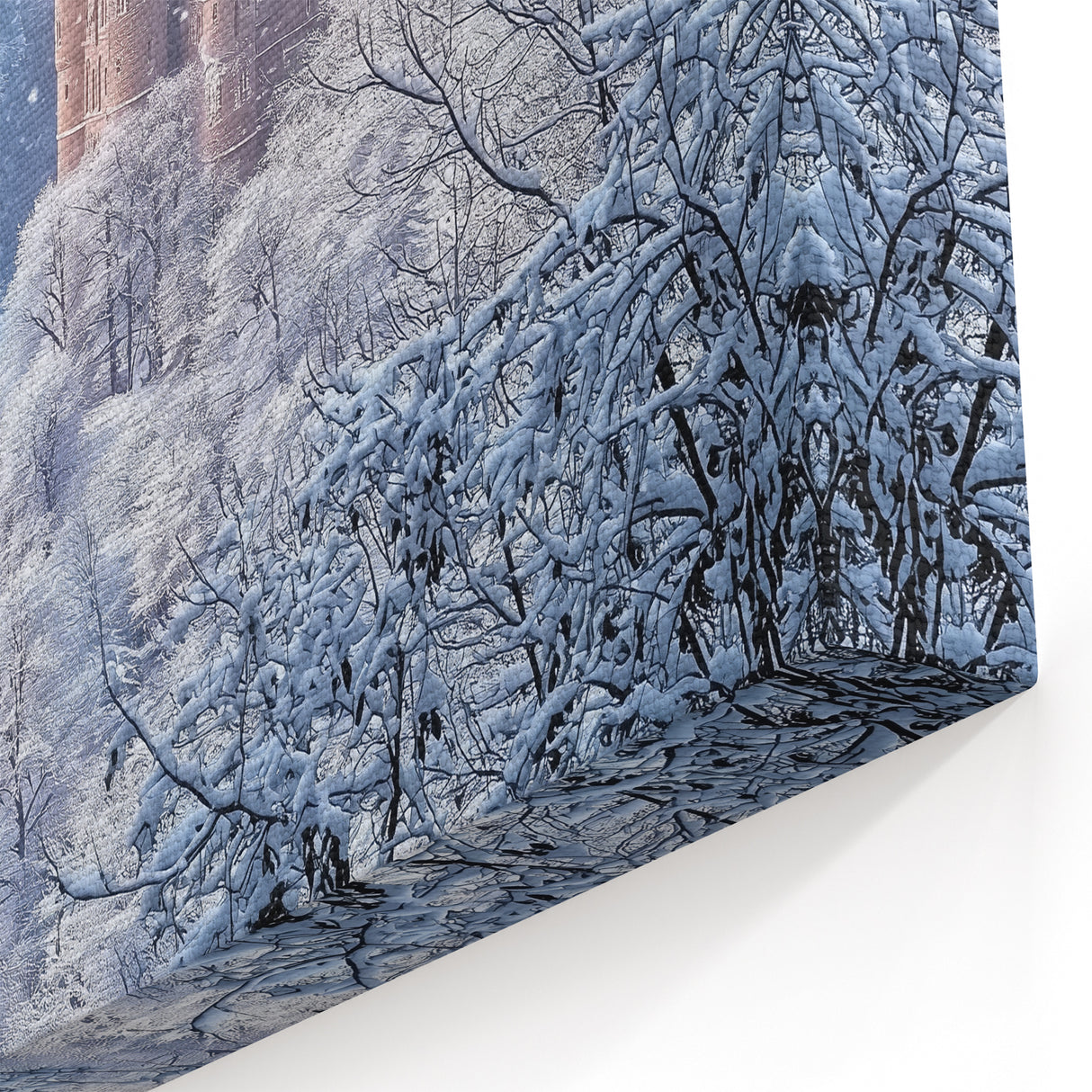 Snowy Castle Wall Art – Enchanting Winter Wonderland Landscape Prints