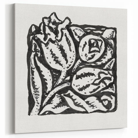 Minimalist Modern Decor – Black and White Floral Abstract Art